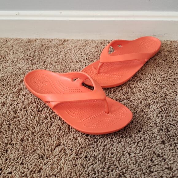 Crocs kadee II orange thong flip flop slides womens 7 - Picture 1 of 7